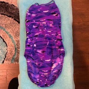 Purple Speedo racing swim suit, size 12/38